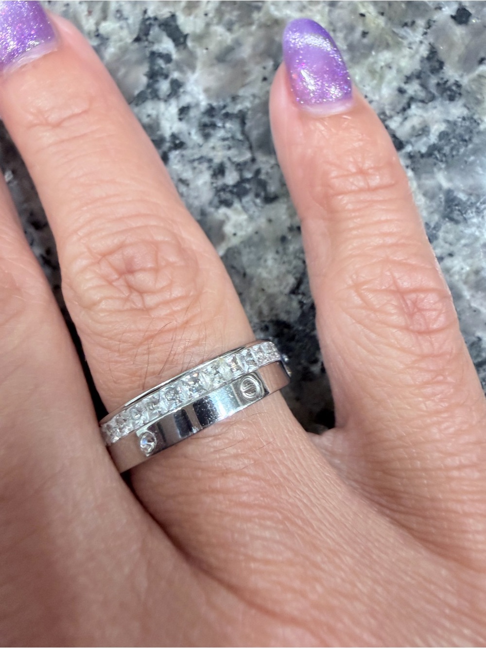 Sterling Silver CZ and Polished Band Stackable Ring - Silver size 7